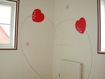 Simple mural in girls bedroom