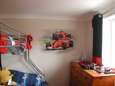 Full view of racing car mural