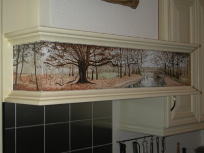 Mural work on cooker hood