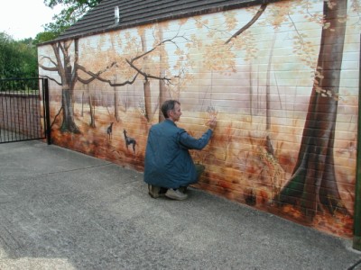 Finishing touches to the mural