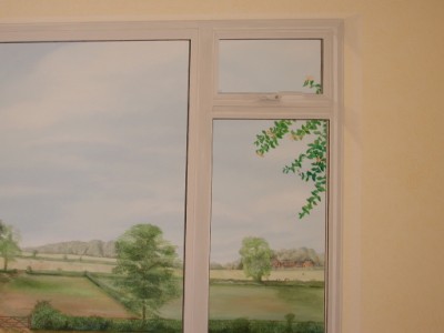 Detail of trompe l'oeil mural window