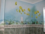 Have fun with a mural in a bathroom